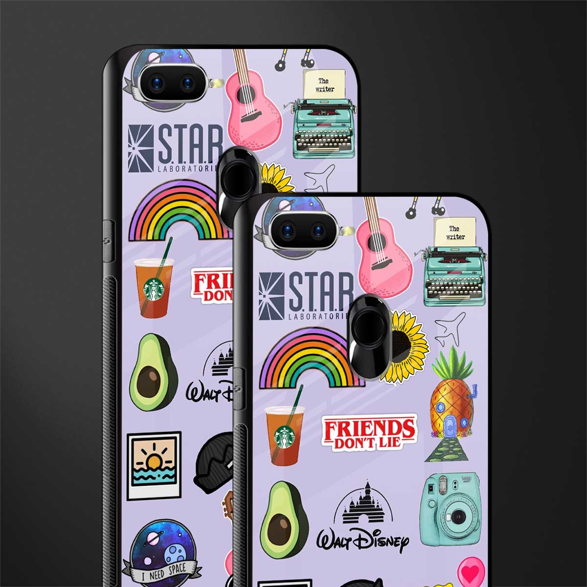 aesthetic stickers purple collage glass case for oppo f9f9 pro image-2