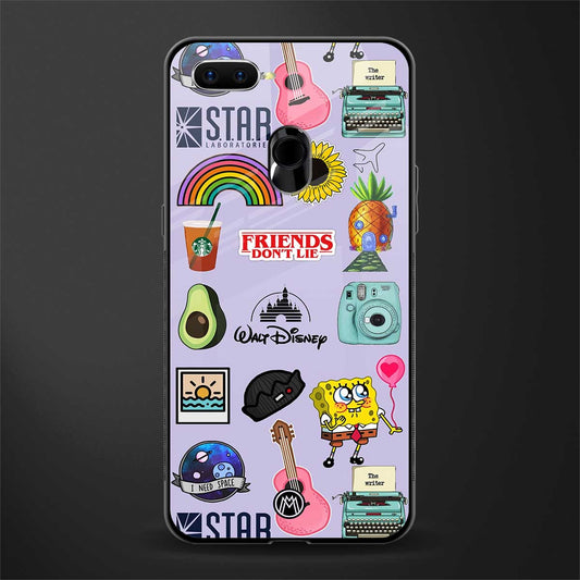 aesthetic stickers purple collage glass case for oppo a5s image
