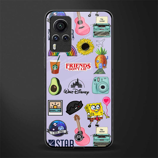 aesthetic stickers purple collage glass case for vivo x60 pro image