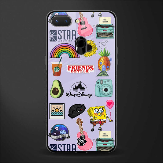 aesthetic stickers purple collage glass case for oppo a5 image