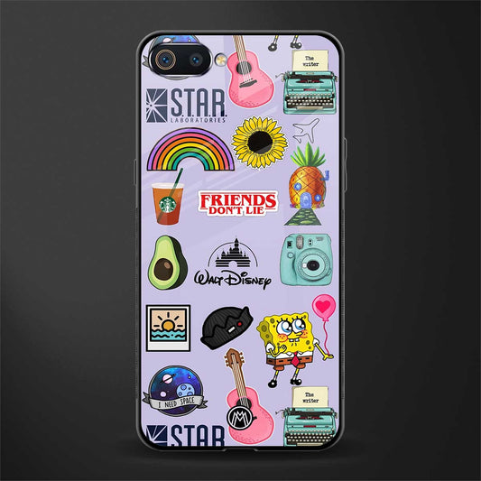 aesthetic stickers purple collage glass case for realme c2 image