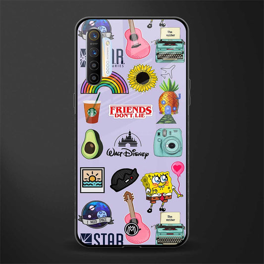 aesthetic stickers purple collage glass case for realme xt image