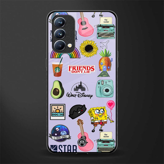 aesthetic stickers purple collage glass case for oppo f19 image