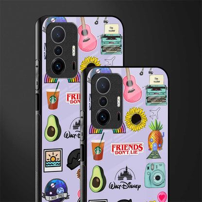 aesthetic stickers purple collage glass case for mi 11t pro 5g image-2