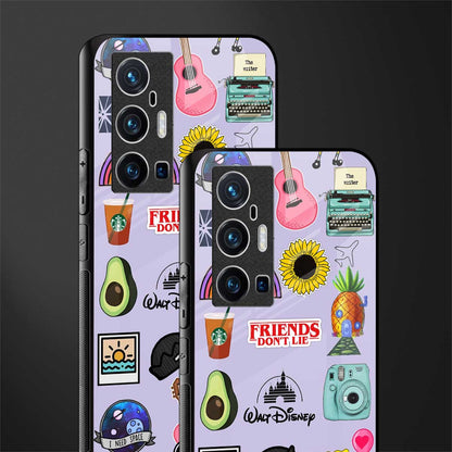 aesthetic stickers purple collage glass case for vivo x70 pro plus image-2