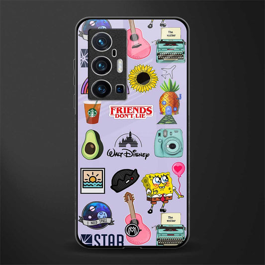 aesthetic stickers purple collage glass case for vivo x70 pro plus image