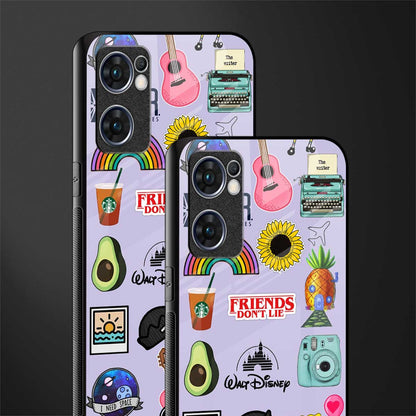 aesthetic stickers purple collage glass case for oppo reno7 5g image-2