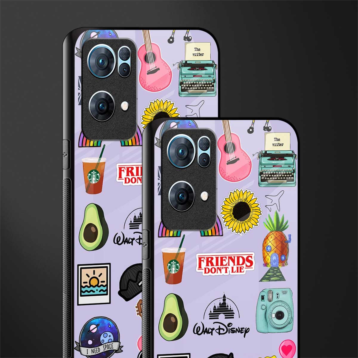 aesthetic stickers purple collage glass case for oppo reno7 pro 5g image-2