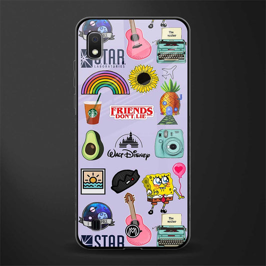aesthetic stickers purple collage glass case for samsung galaxy a10 image