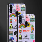 aesthetic stickers purple collage glass case for samsung galaxy a20s image-2