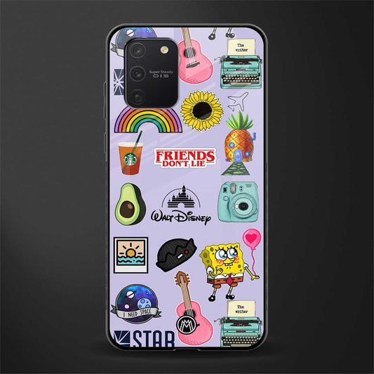 aesthetic stickers purple collage glass case for samsung galaxy a91 image