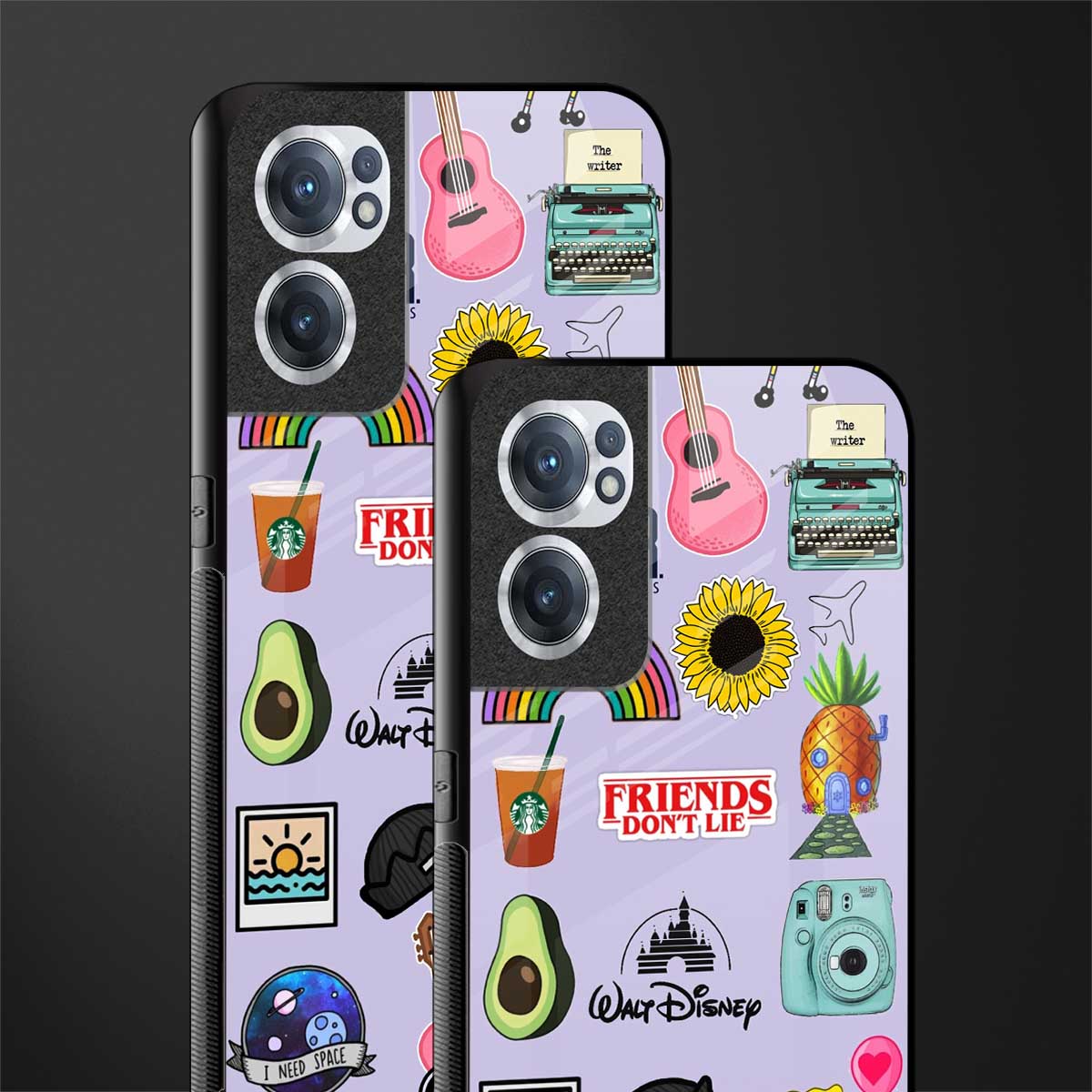 aesthetic stickers purple collage glass case for oneplus nord ce 2 5g image-2