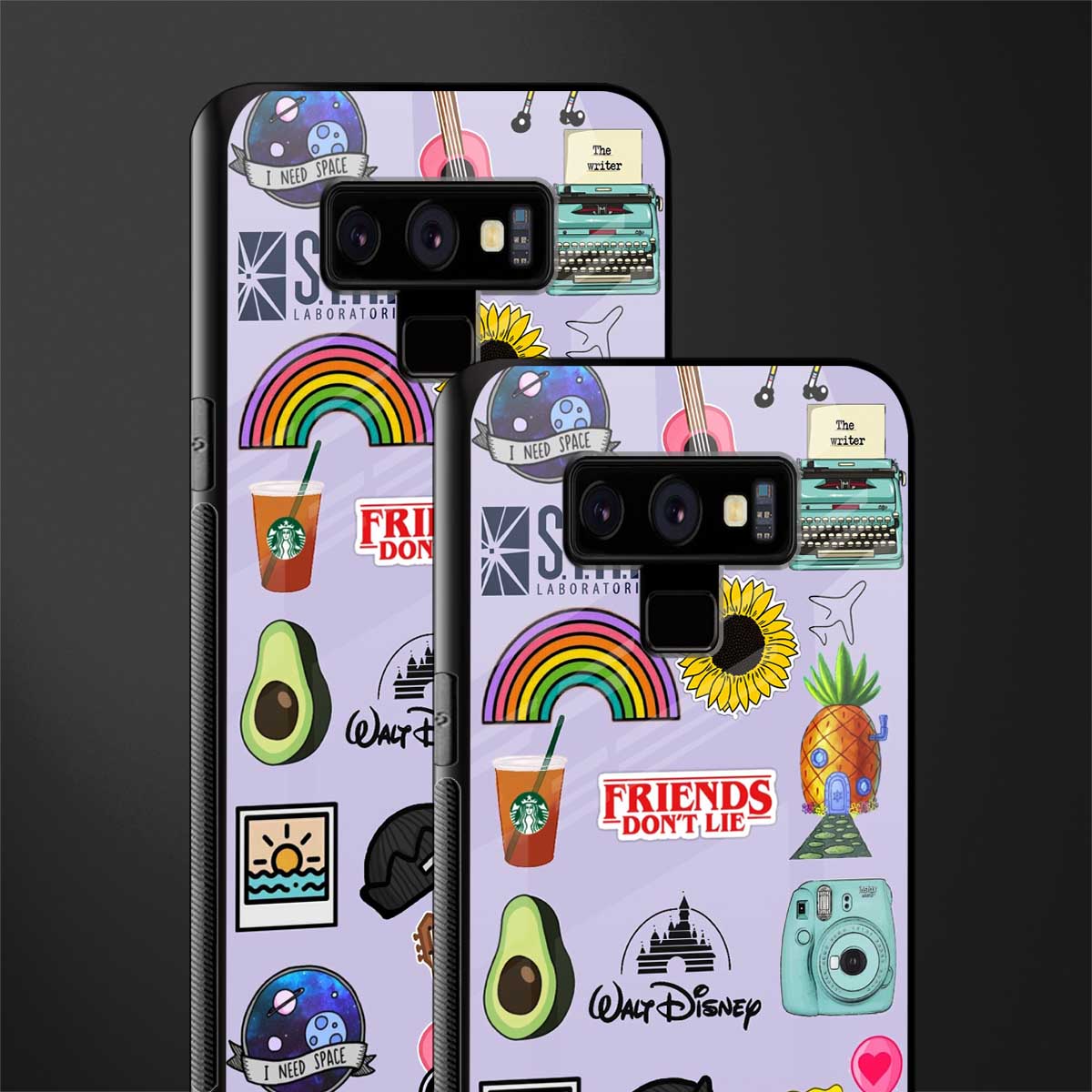aesthetic stickers purple collage glass case for samsung galaxy note 9 image-2
