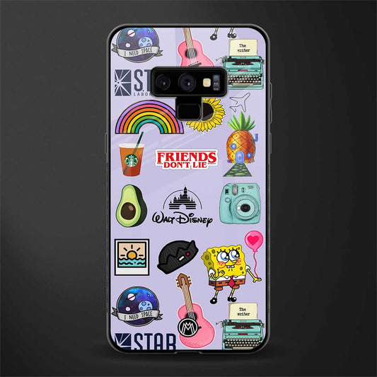 aesthetic stickers purple collage glass case for samsung galaxy note 9 image