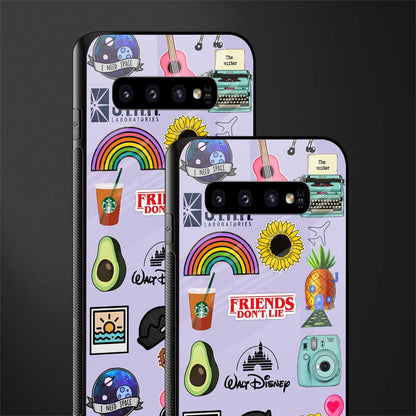 aesthetic stickers purple collage glass case for samsung galaxy s10 image-2