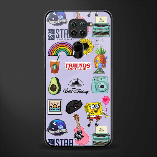 aesthetic stickers purple collage glass case for redmi note 9 image