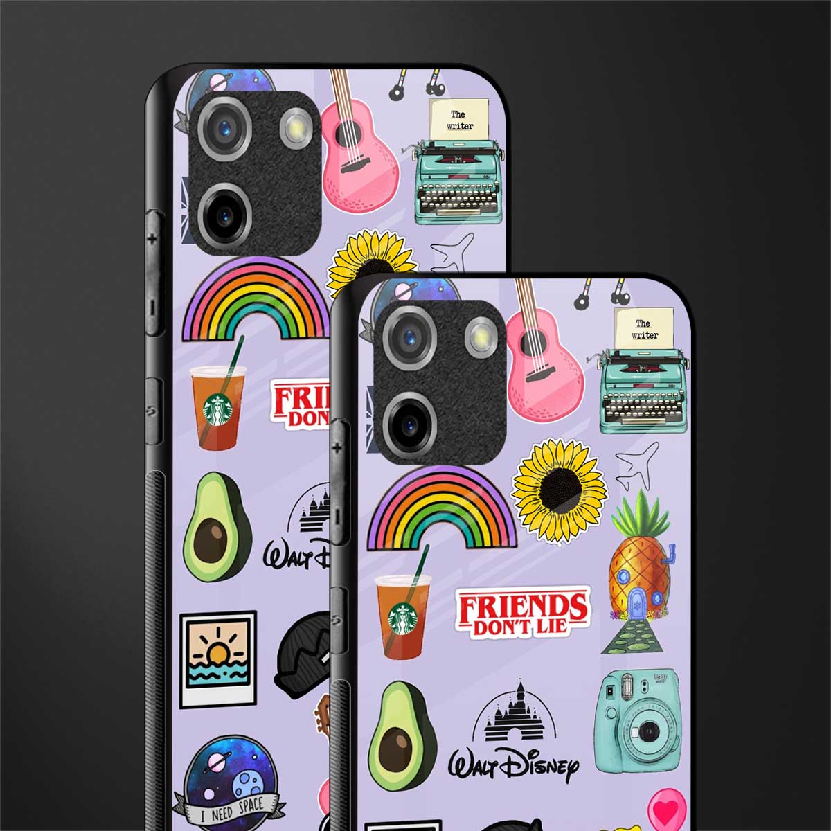 aesthetic stickers purple collage glass case for realme c11 image-2