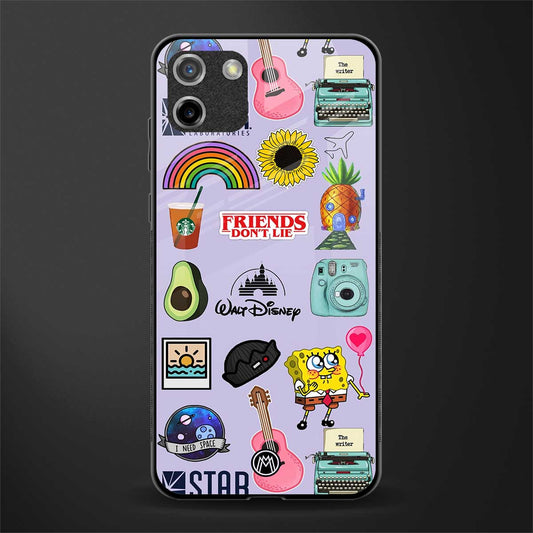 aesthetic stickers purple collage glass case for realme c11 image