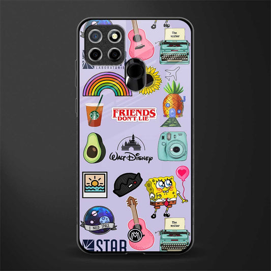aesthetic stickers purple collage glass case for realme narzo 30a image