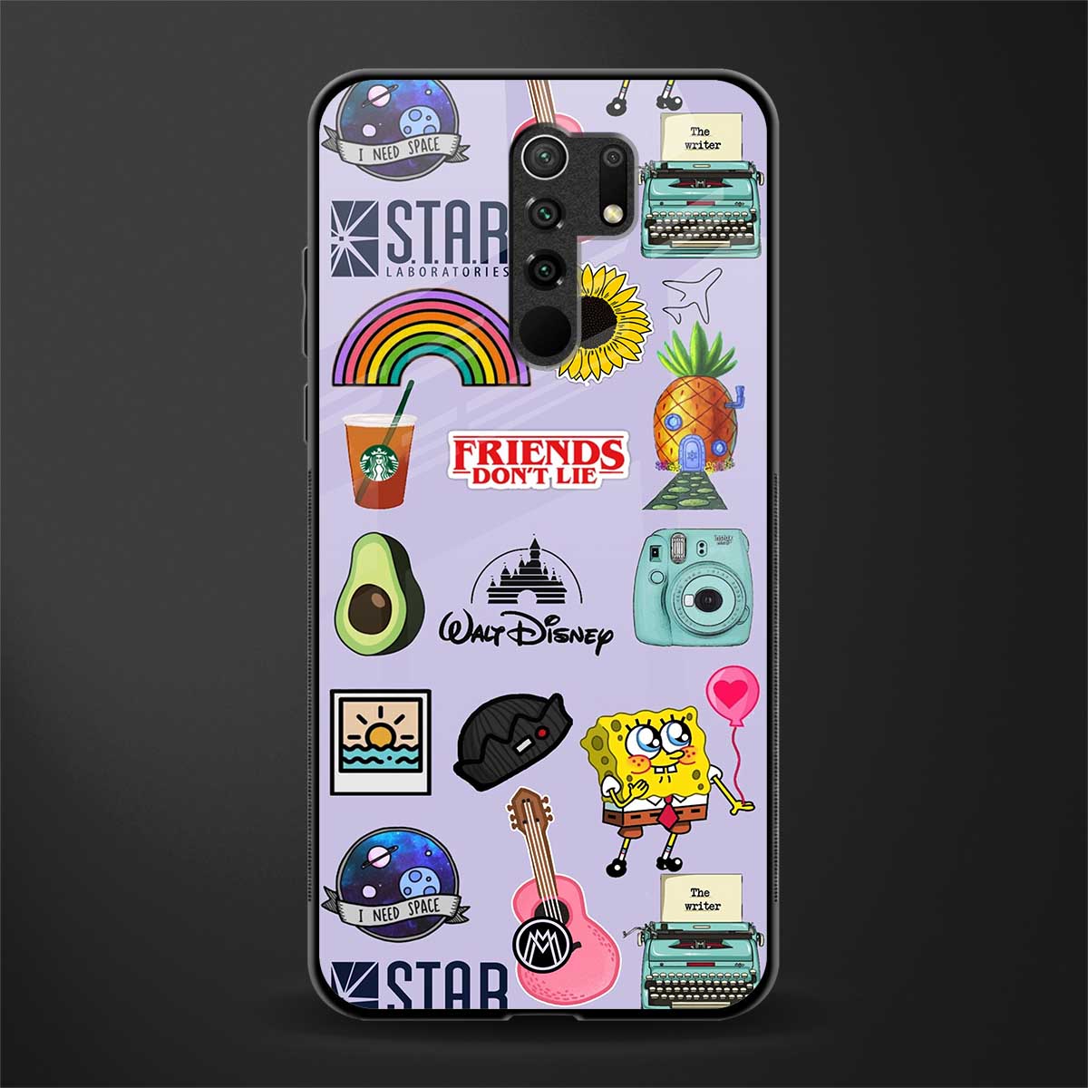aesthetic stickers purple collage glass case for poco m2 image