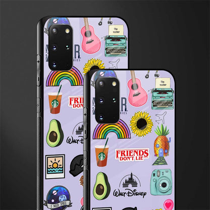 aesthetic stickers purple collage glass case for samsung galaxy s20 plus image-2