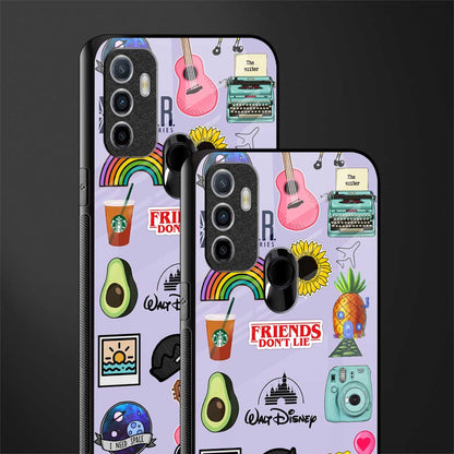 aesthetic stickers purple collage glass case for oppo a53 image-2