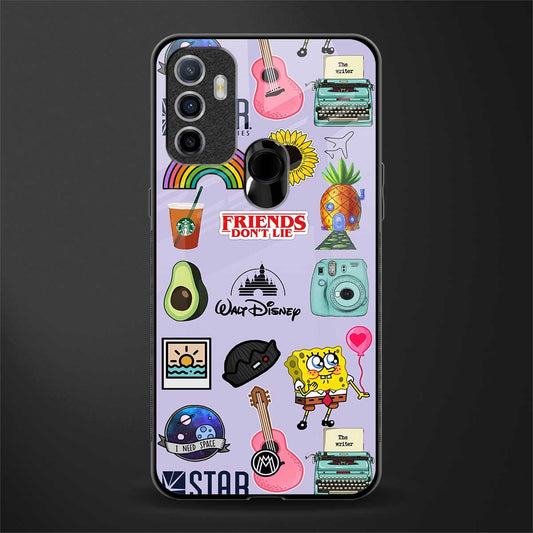 aesthetic stickers purple collage glass case for oppo a53 image