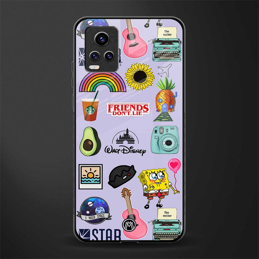 aesthetic stickers purple collage glass case for vivo v20 image