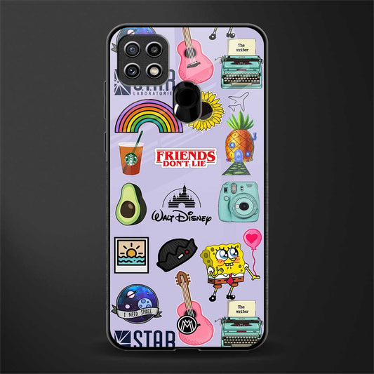 aesthetic stickers purple collage glass case for oppo a15s image