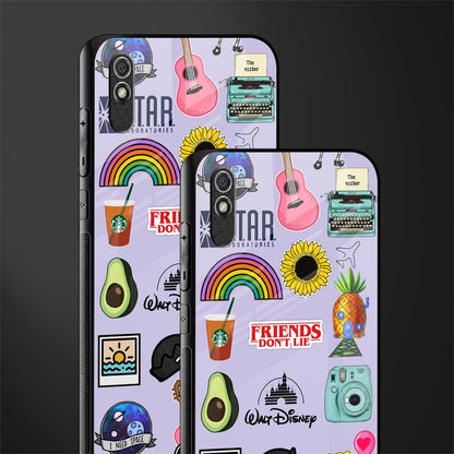 aesthetic stickers purple collage glass case for redmi 9a image-2