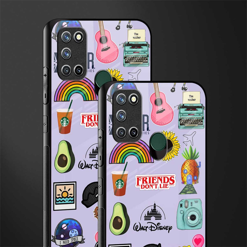 aesthetic stickers purple collage glass case for realme 7i image-2