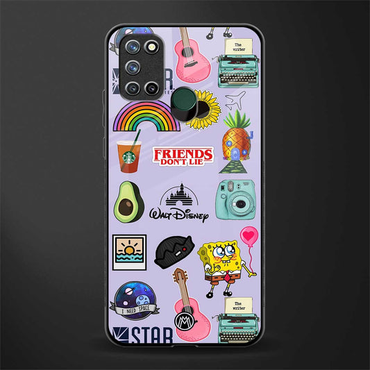 aesthetic stickers purple collage glass case for realme 7i image