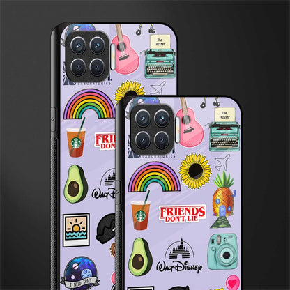 aesthetic stickers purple collage glass case for oppo f17 pro image-2
