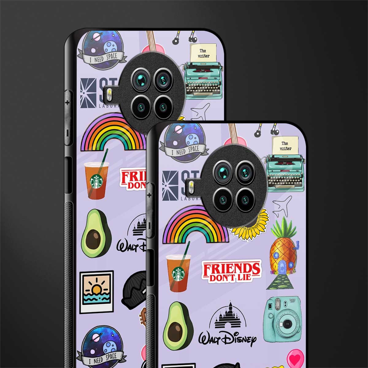 aesthetic stickers purple collage glass case for mi 10i image-2