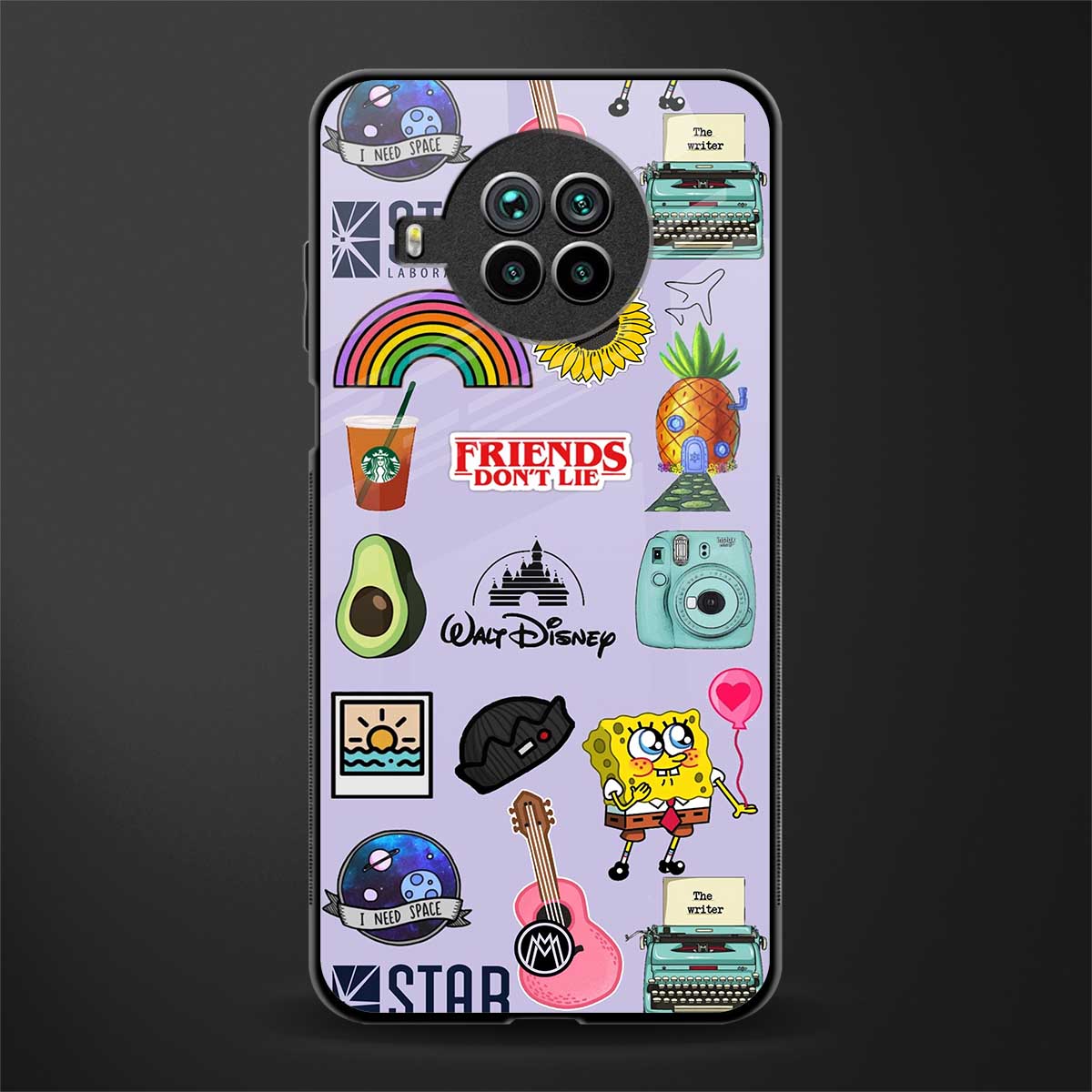 aesthetic stickers purple collage glass case for mi 10i image