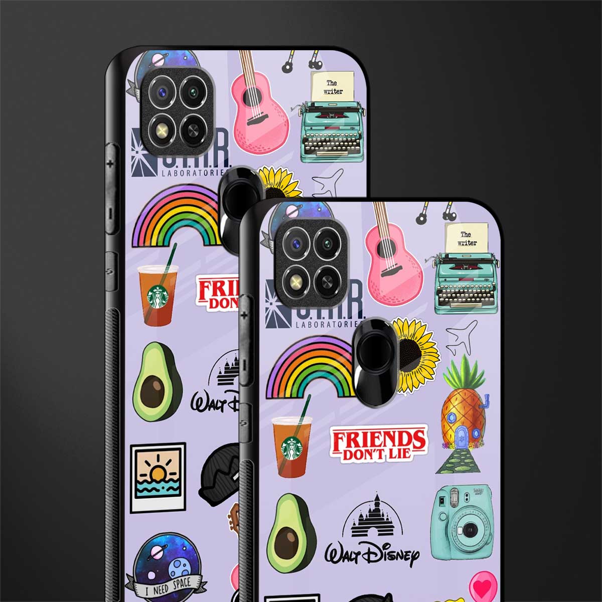 aesthetic stickers purple collage glass case for redmi 9c image-2