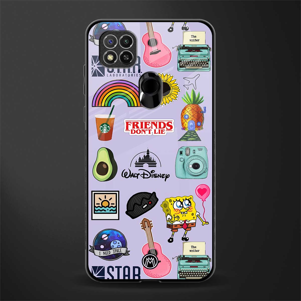 aesthetic stickers purple collage glass case for redmi 9c image