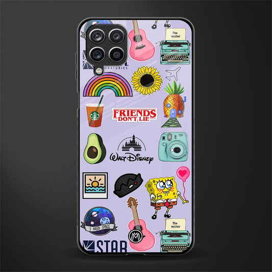 aesthetic stickers purple collage glass case for samsung galaxy m12 image