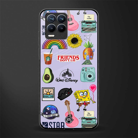 aesthetic stickers purple collage glass case for realme 8 4g image