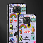aesthetic stickers purple collage glass case for poco x3 pro image-2