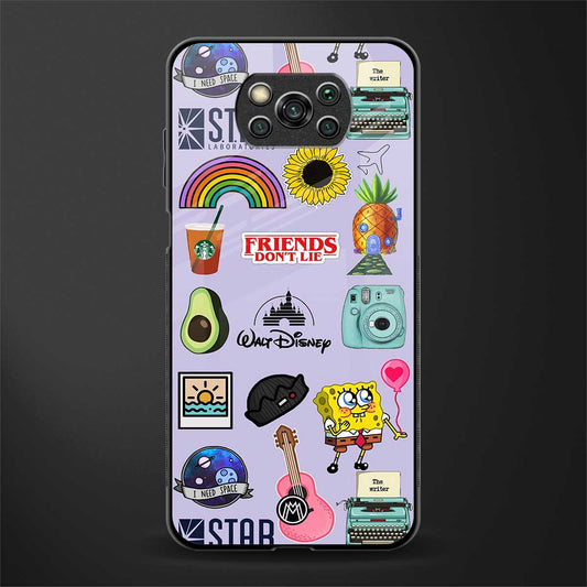aesthetic stickers purple collage glass case for poco x3 image