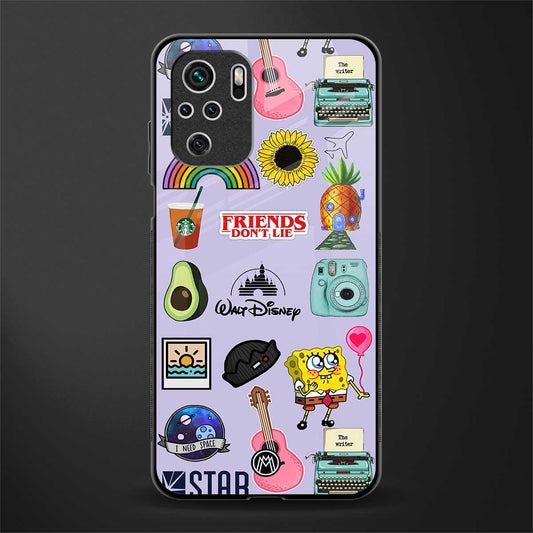 aesthetic stickers purple collage glass case for redmi note 10 image
