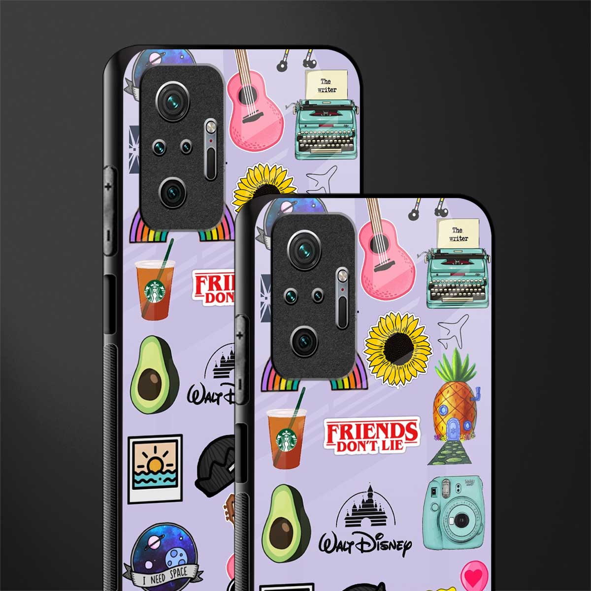 aesthetic stickers purple collage glass case for redmi note 10 pro image-2