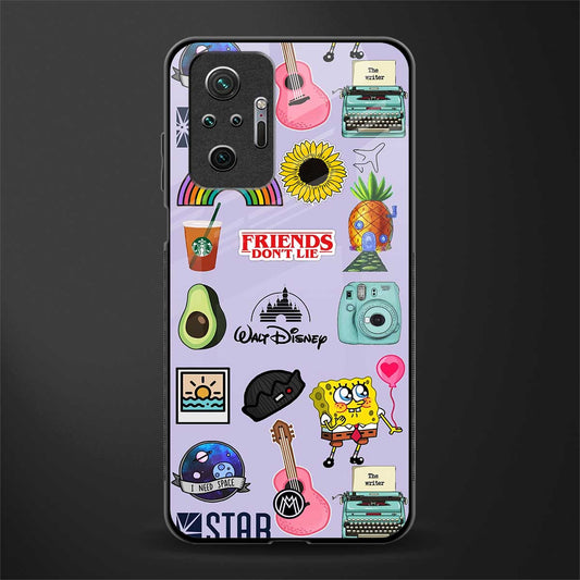 aesthetic stickers purple collage glass case for redmi note 10 pro image