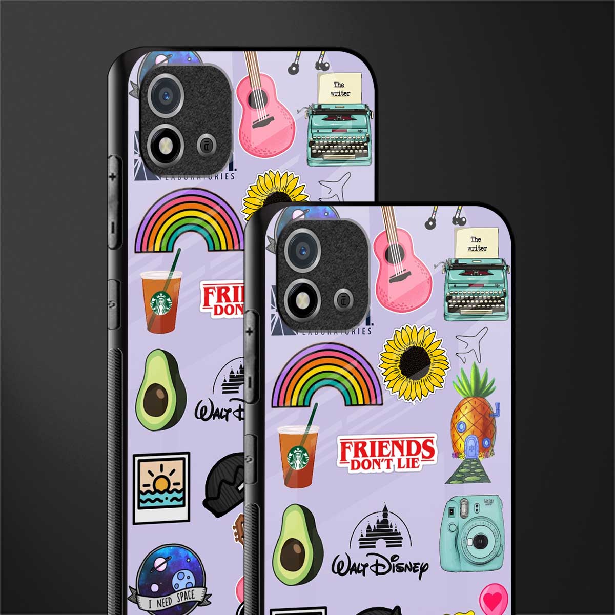 aesthetic stickers purple collage glass case for realme c20 image-2