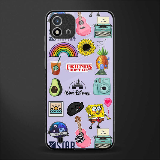 aesthetic stickers purple collage glass case for realme c20 image