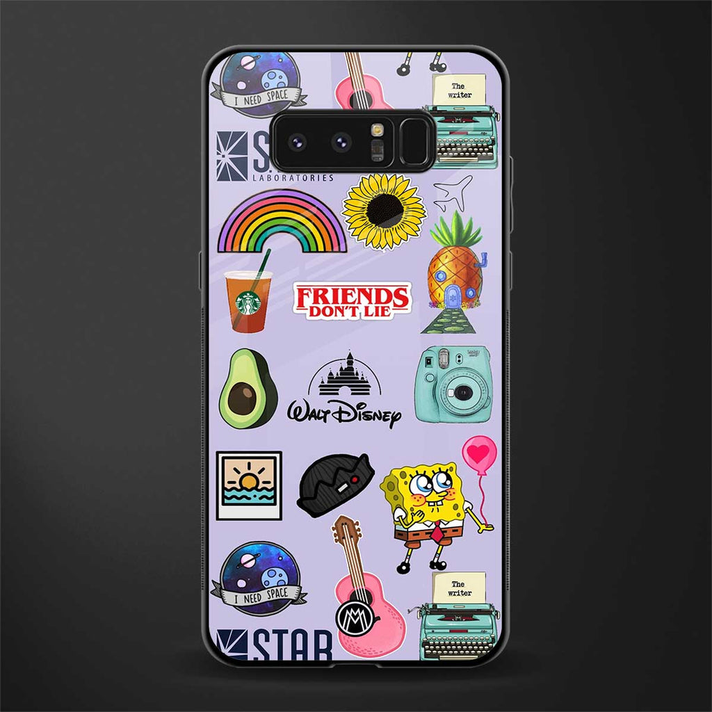 aesthetic stickers purple collage glass case for samsung galaxy note 8 image