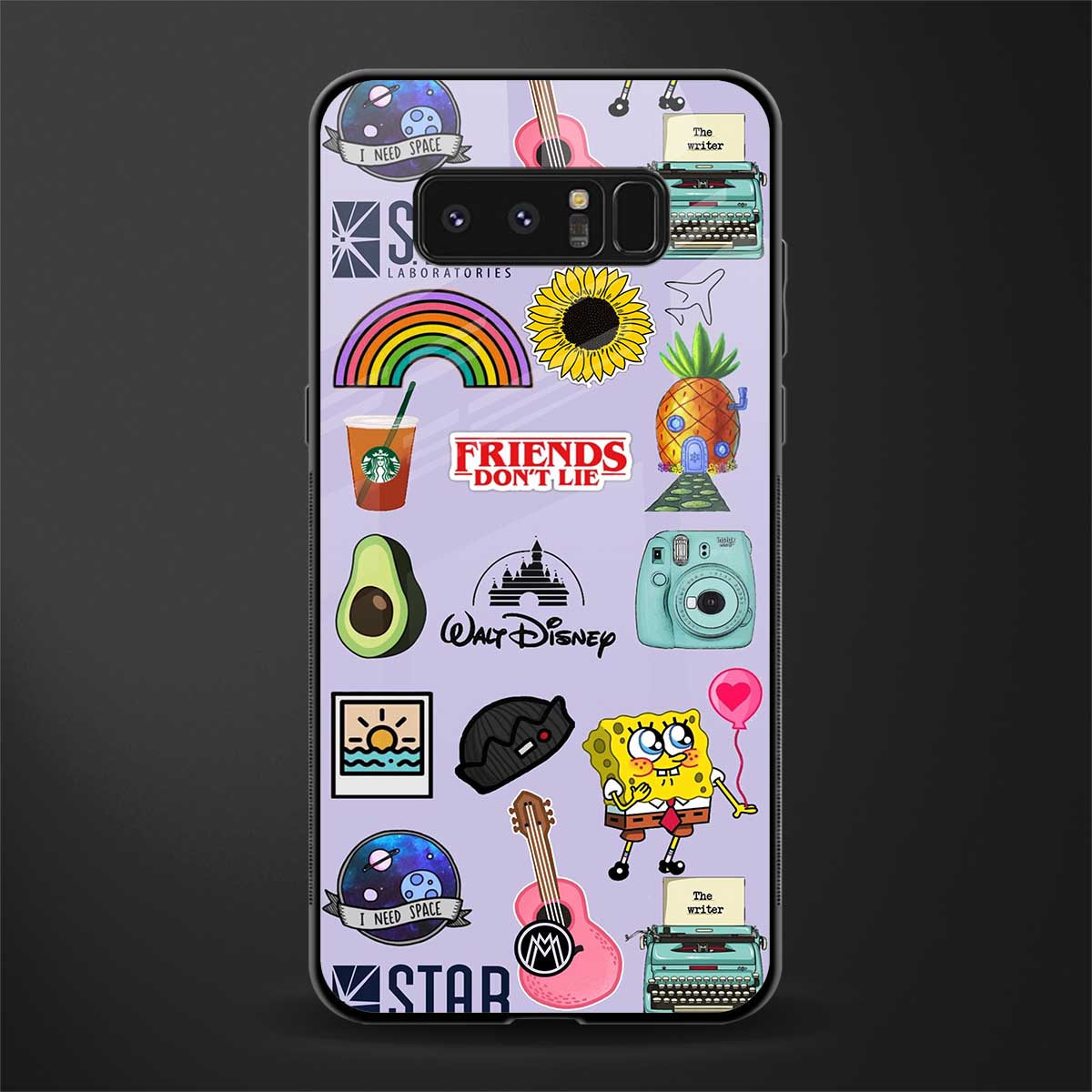 aesthetic stickers purple collage glass case for samsung galaxy note 8 image