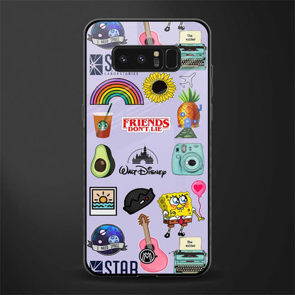 aesthetic stickers purple collage glass case for samsung galaxy note 8 image