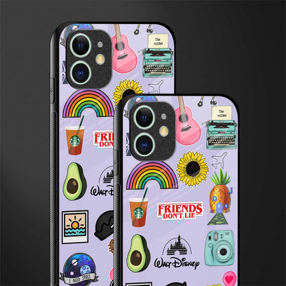 aesthetic stickers purple collage glass case for iphone 11 image-2
